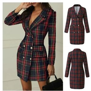 Double Breasted Red Plaid Dress NWT